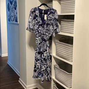 Blue floral knee length lined Lane Bryant dress